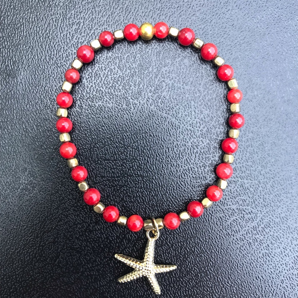 Red and gold starfish bracelet